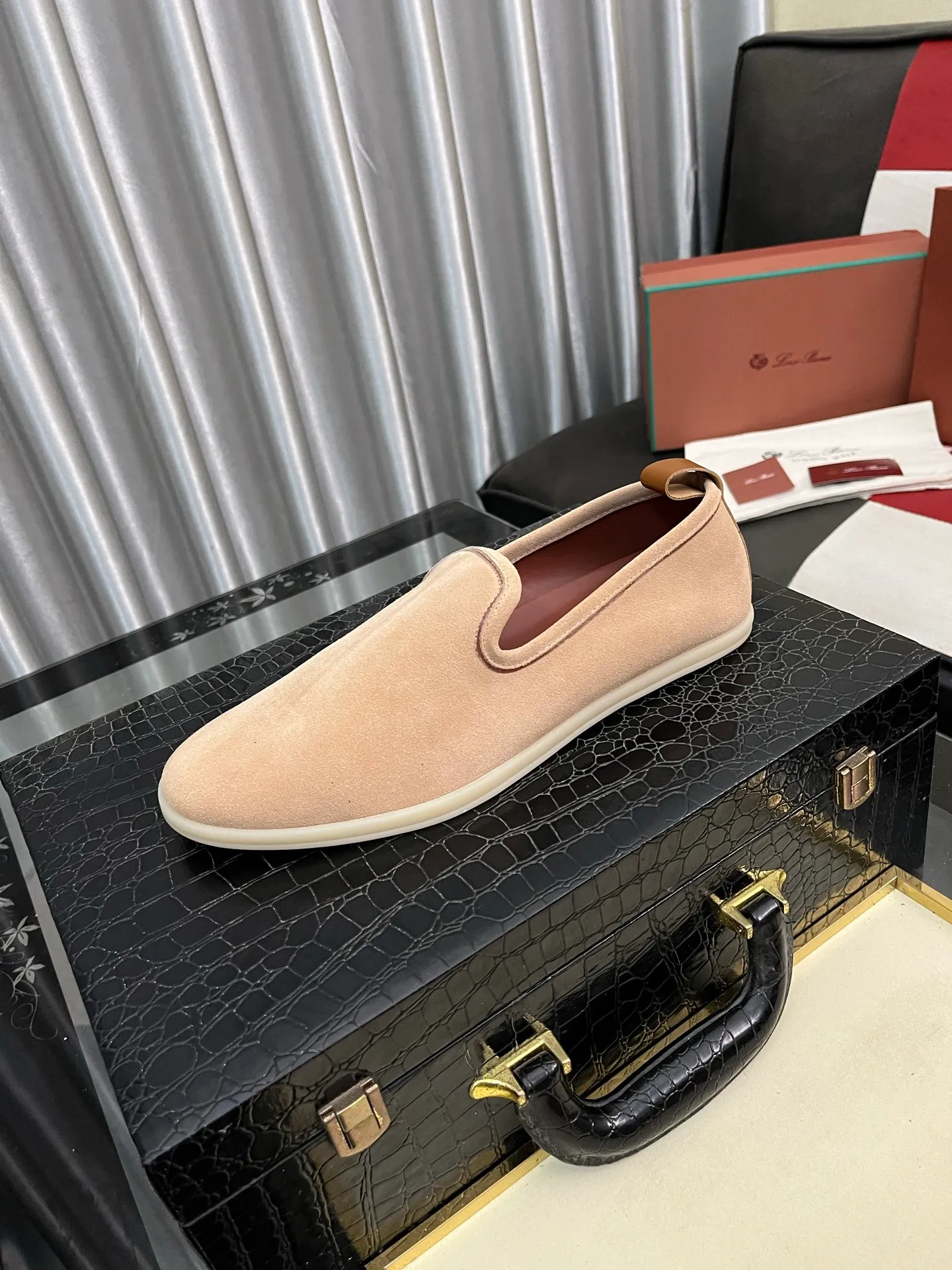 Men's men's shoes 💰420⌚️⌚️Loro*Piana pure original 2023 soft and comfortable LP deerskin flat casual star same style slip-on Loft men's shoes size 38-44